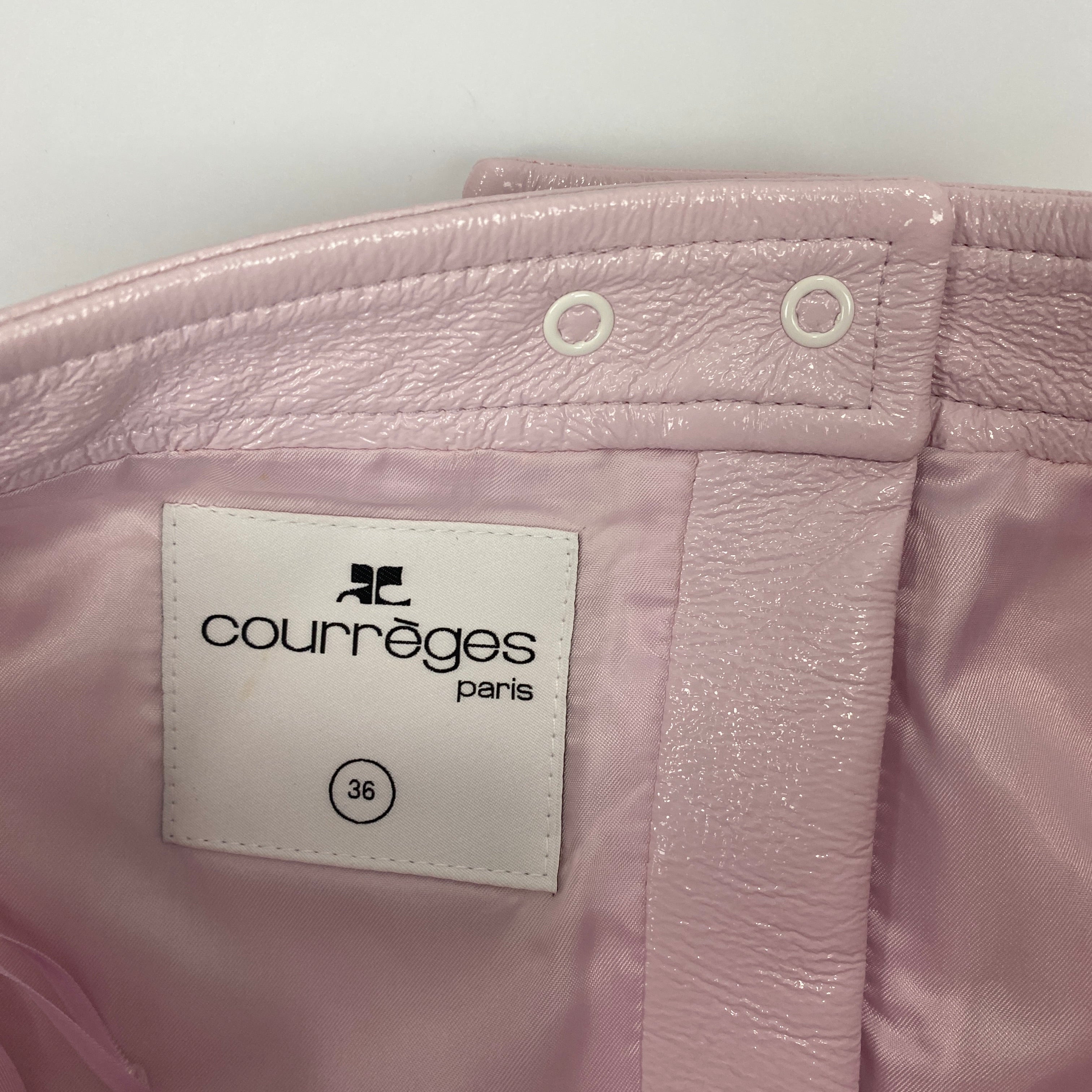 Courreges New £560 Pale Pink Wet Look Mini Skirt XS