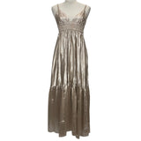 A.L.C. £570 Muted Gold Strappy Maxi Dress M