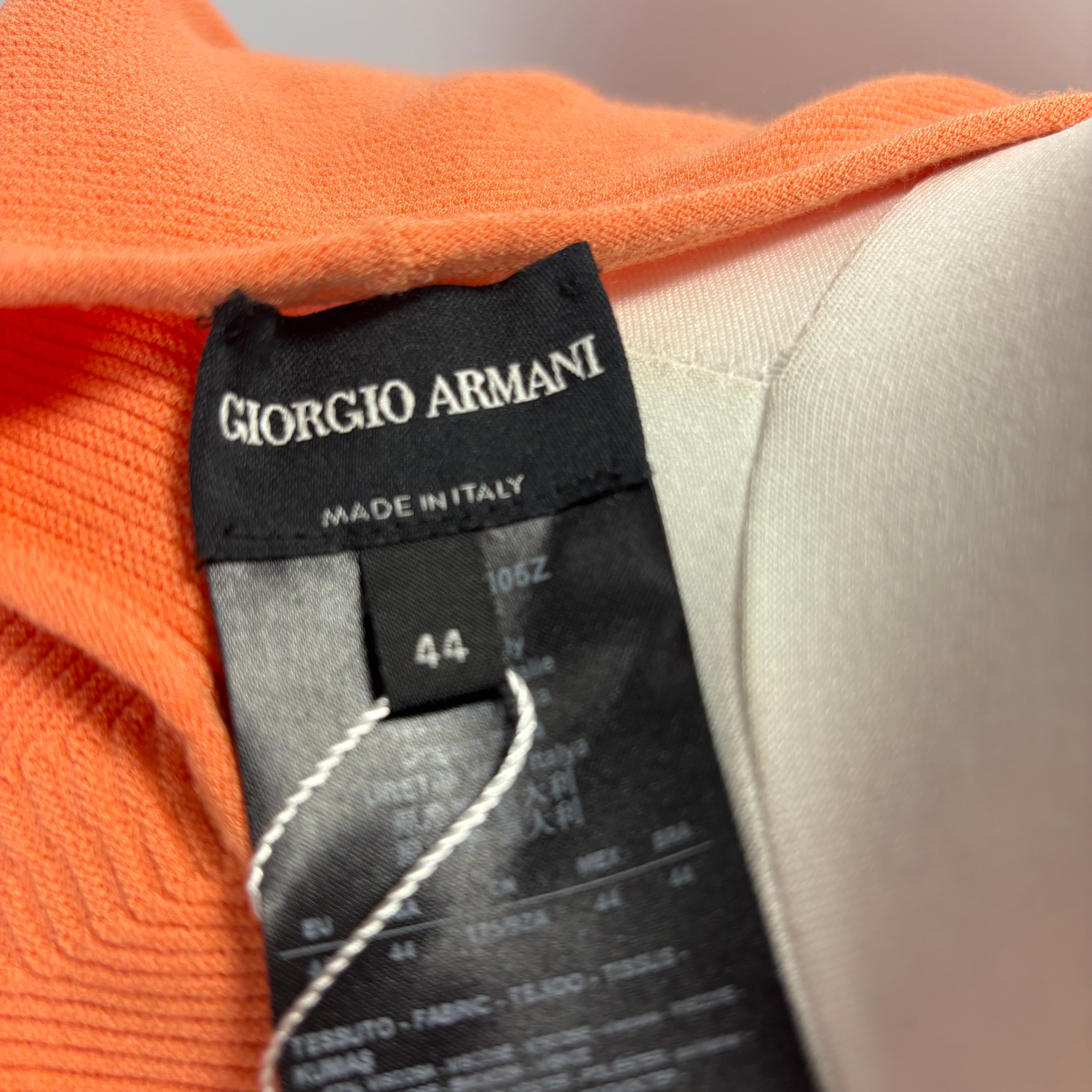 Giorgio Armani £420 Orange Horizontal Rib Knit Seamless Top M