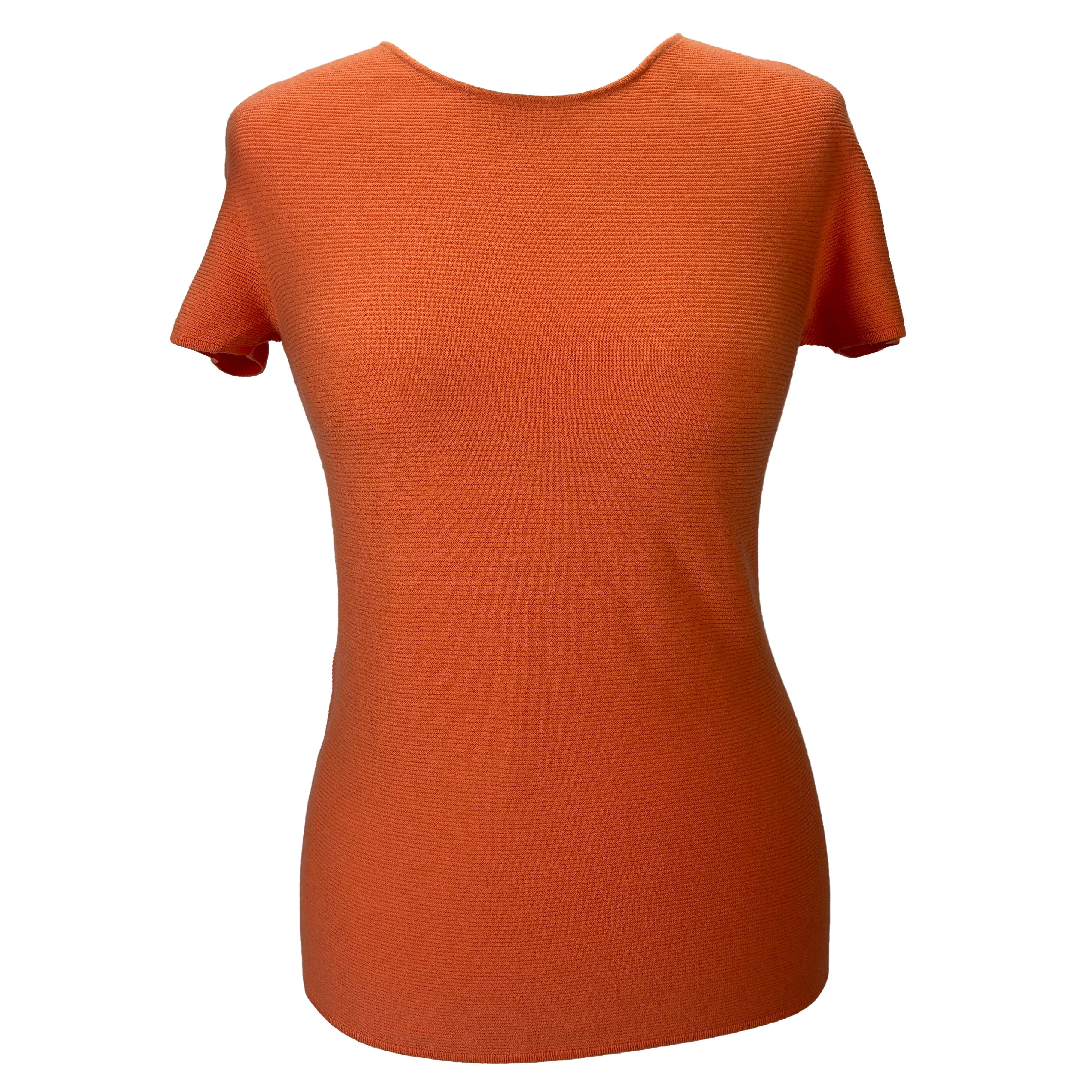 Giorgio Armani £420 Orange Horizontal Rib Knit Seamless Top M