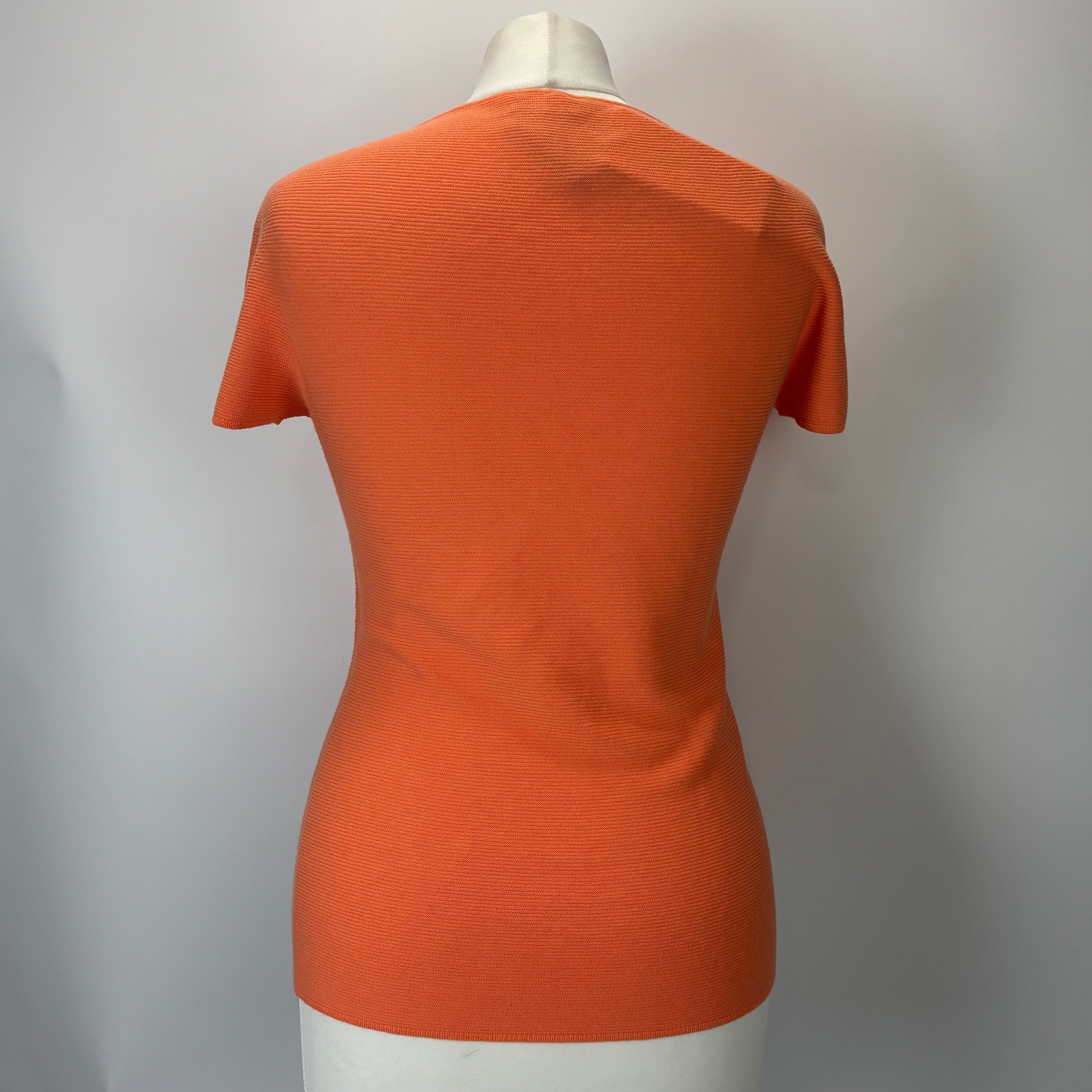 Giorgio Armani £420 Orange Horizontal Rib Knit Seamless Top M