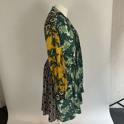 Weekend Max Mara Green Multi-Print Silk Midi Dress M/L