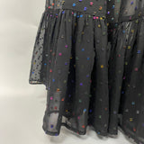 Caroline Constas £400 Black & Metallic Tufted Chiffon Maxi Dress O/S