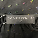 Caroline Constas £400 Black & Metallic Tufted Chiffon Maxi Dress O/S