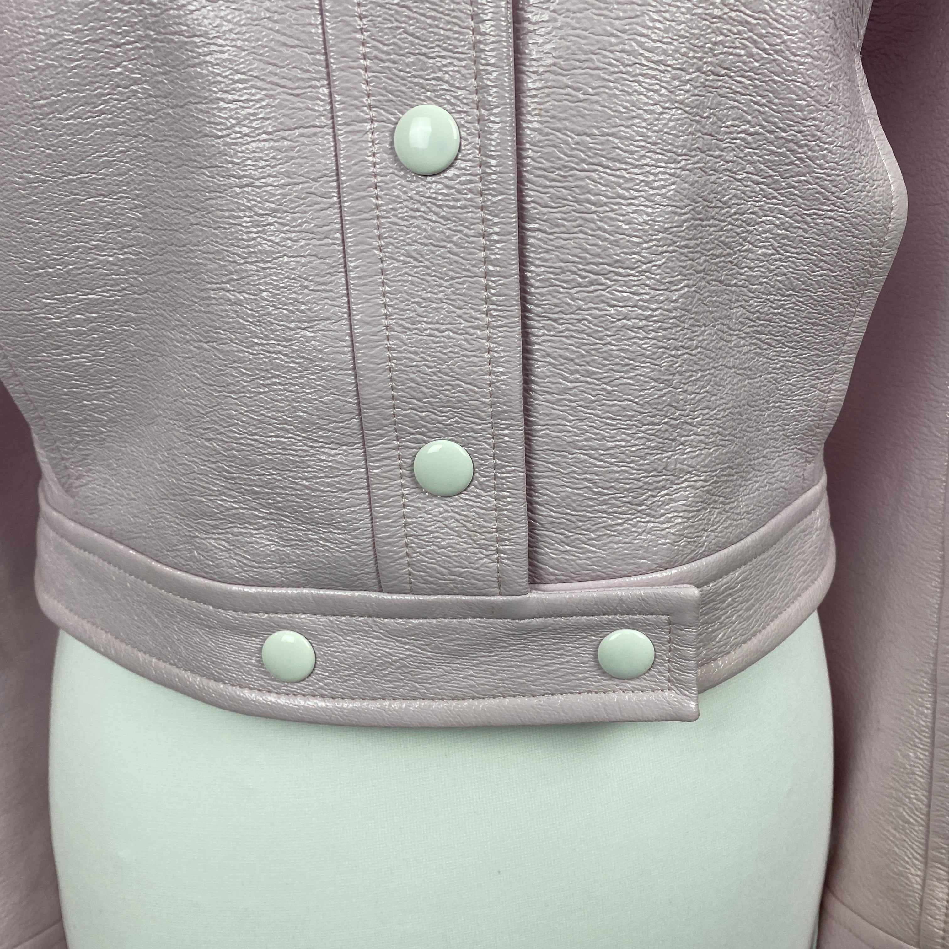 Courreges New £1000 Pale Pink Wet Look Bomber Jacket S