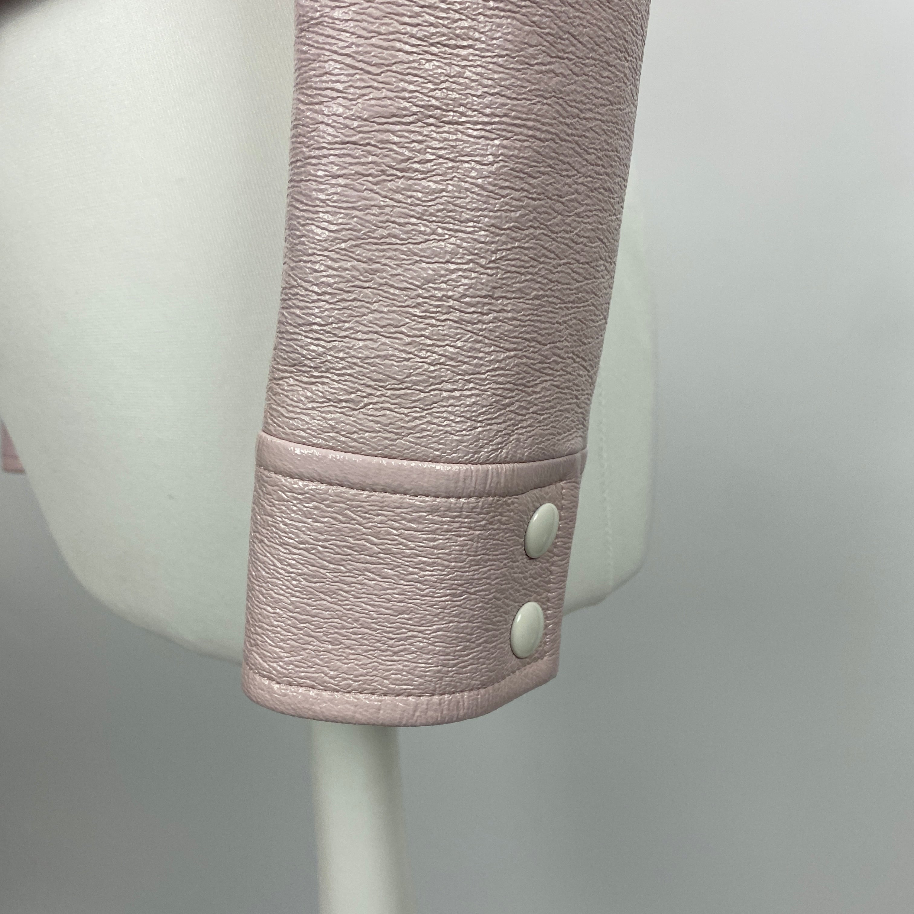 Courreges New £1000 Pale Pink Wet Look Bomber Jacket S