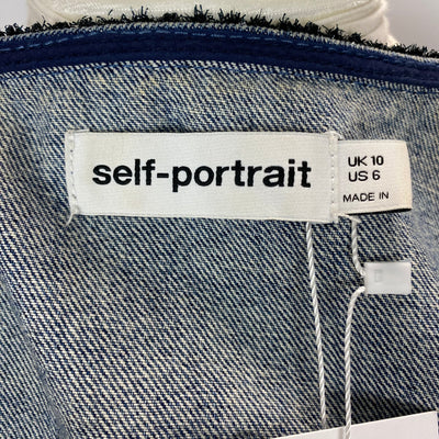 Self-Portrait £280 Cropped Denim Braid Trimmed Jacket S