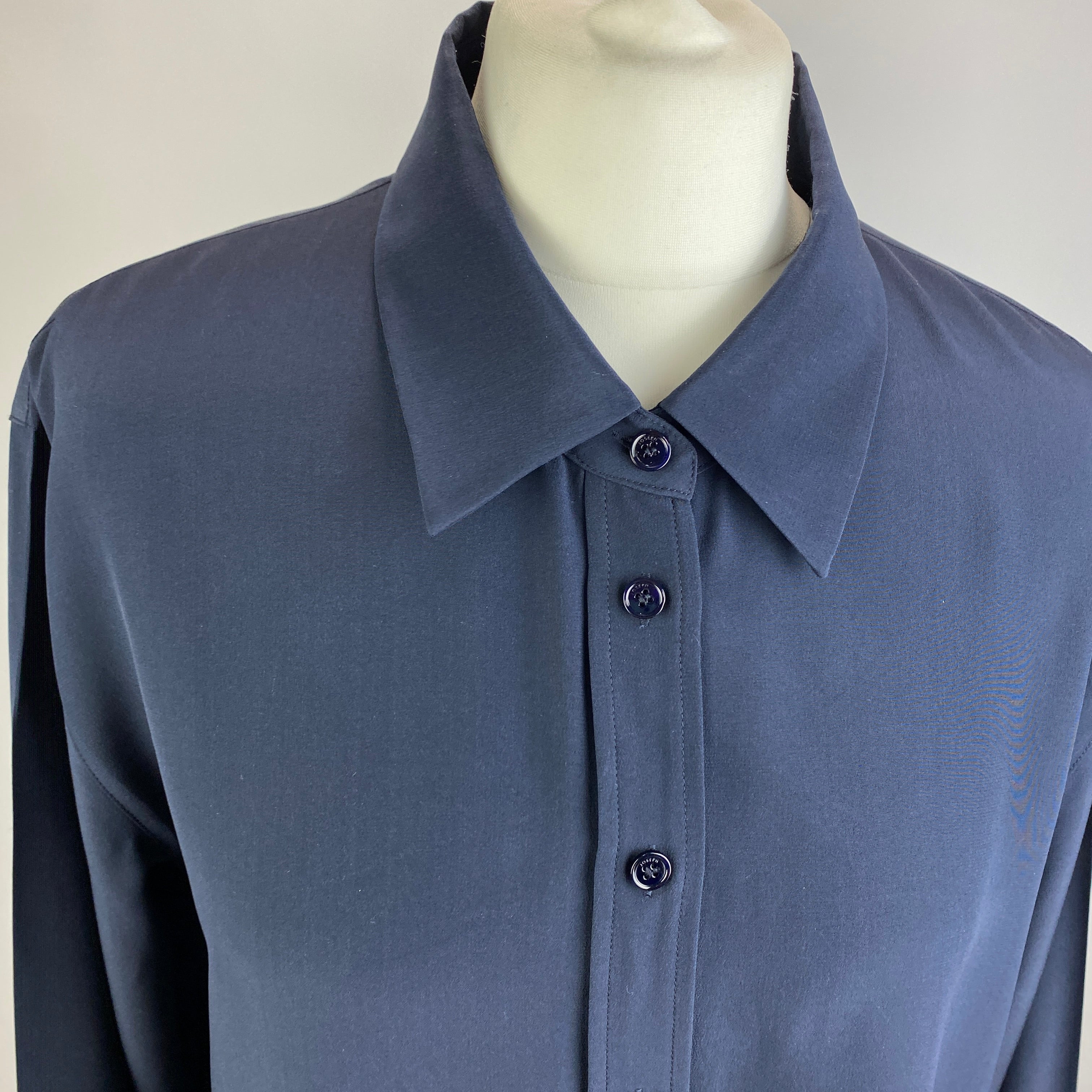 Joseph New £425 Navy Silk Longline Joe Shirt L