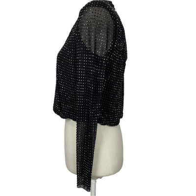 Self-Portrait  £290 Black Crystal Studded Turtleneck Top XXS