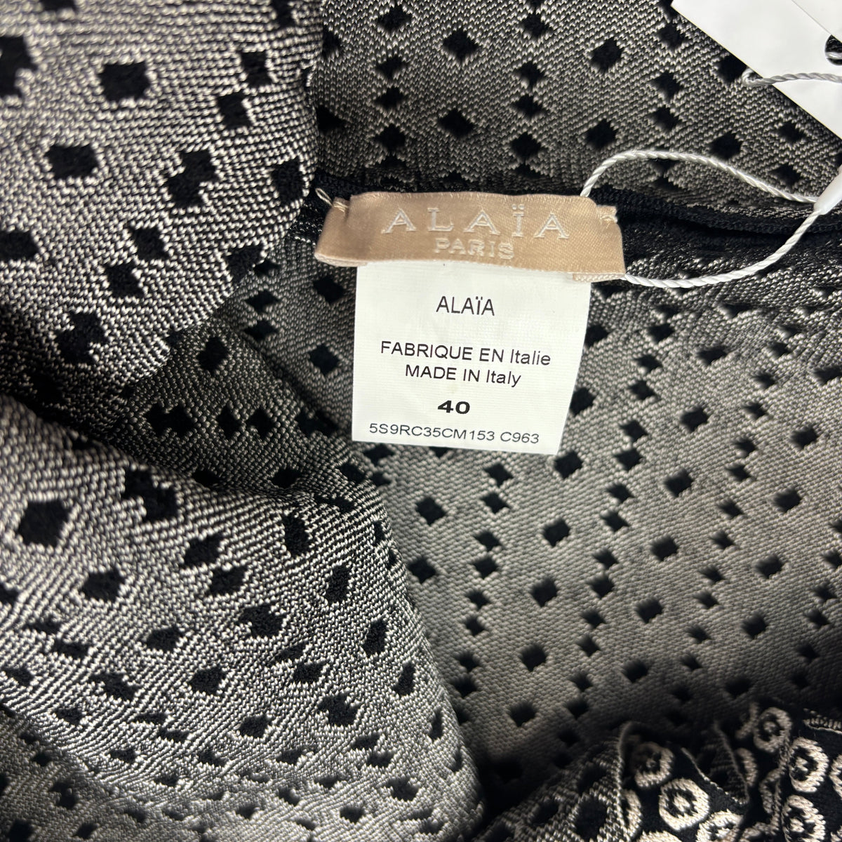 Alaia £1800 Black & White Knit Skater Dress M