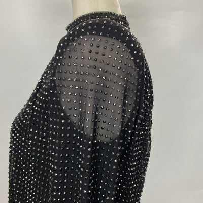 Self-Portrait  £290 Black Crystal Studded Turtleneck Top XXS