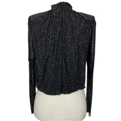 Self-Portrait  £290 Black Crystal Studded Turtleneck Top XXS