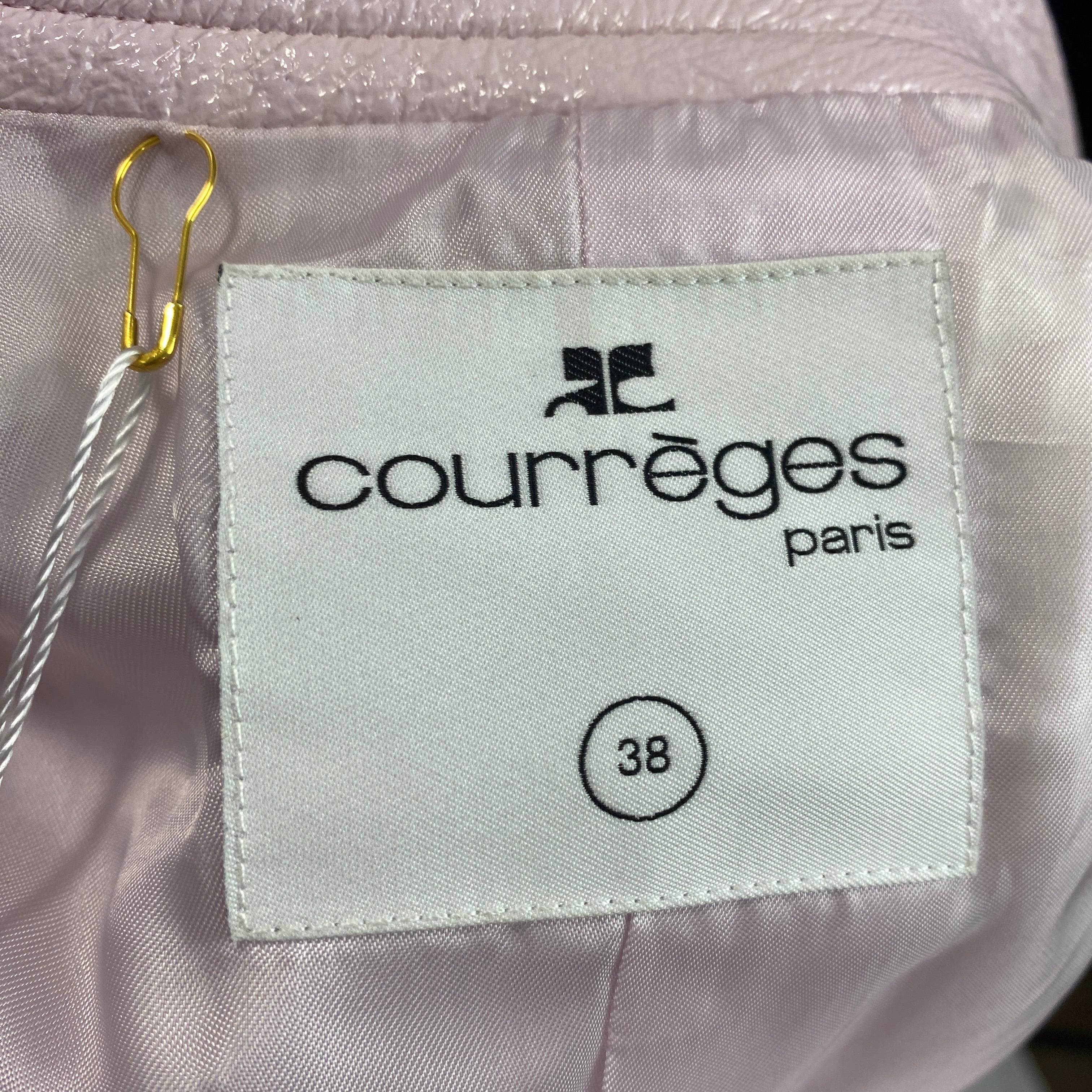 Courreges New £1000 Pale Pink Wet Look Bomber Jacket S
