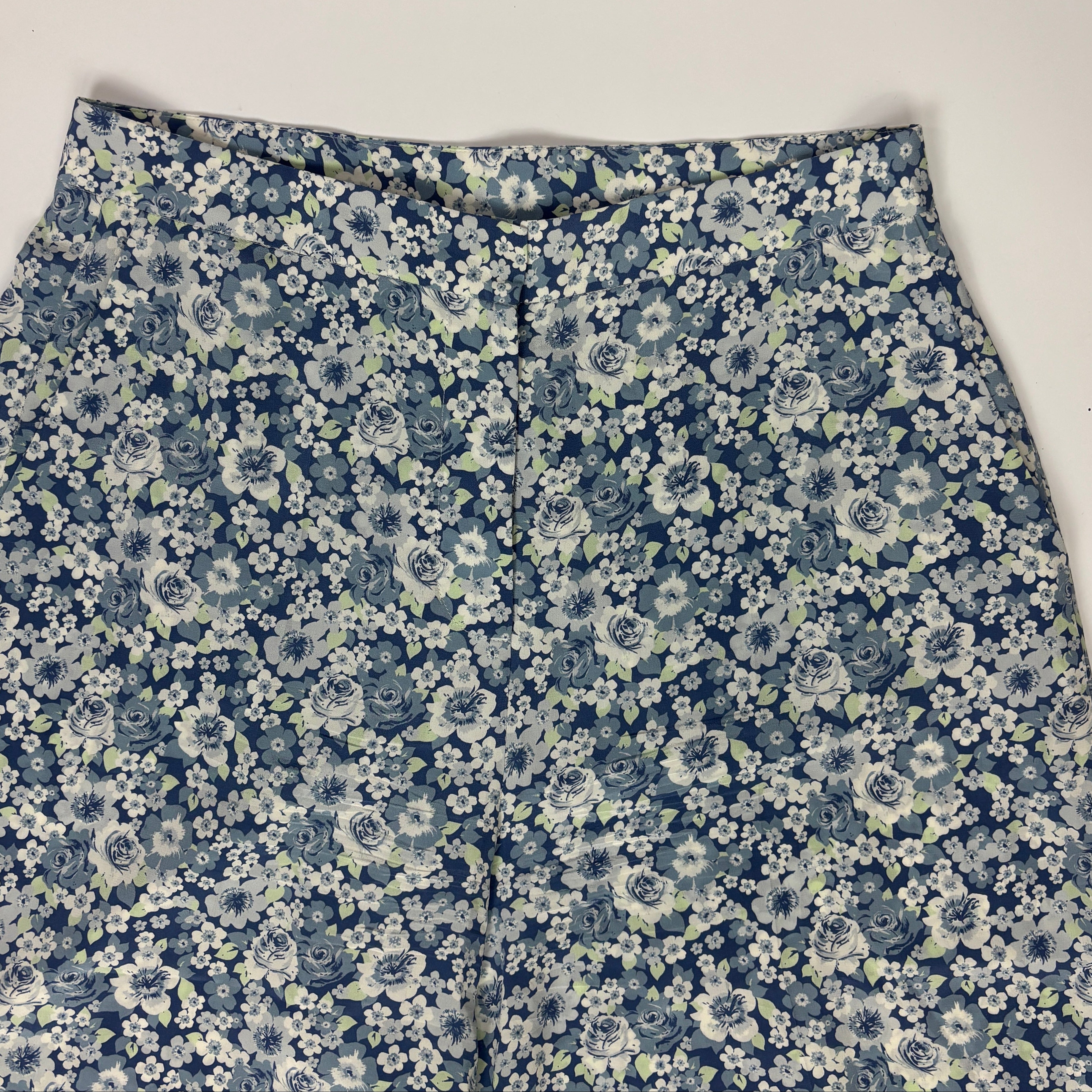 Stella McCartney Blue Floral Silk Crepe Culottes M