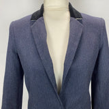 Joseph Navy Pinstripe Wool & Cotton Prisca Jacket XS