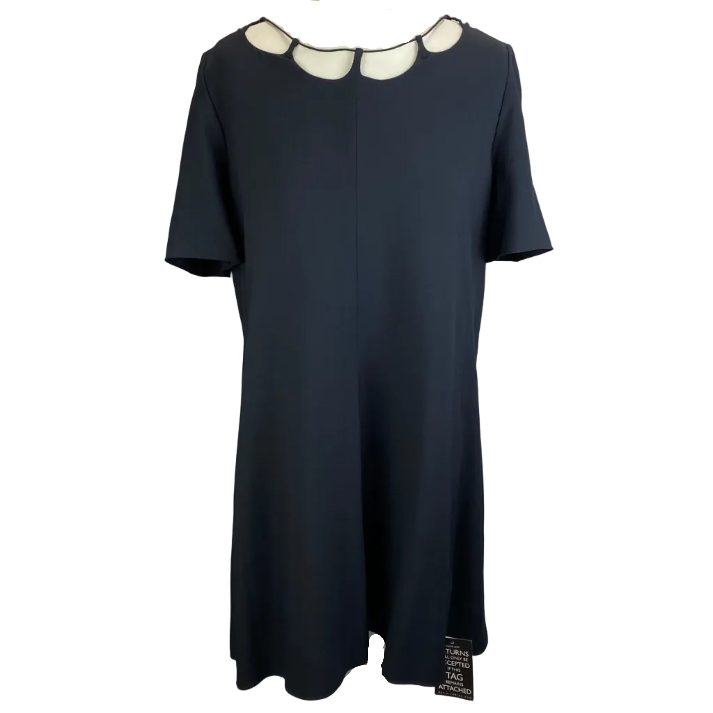 Chloe New Navy Crepe Shoestring Neck Tunic Dress L
