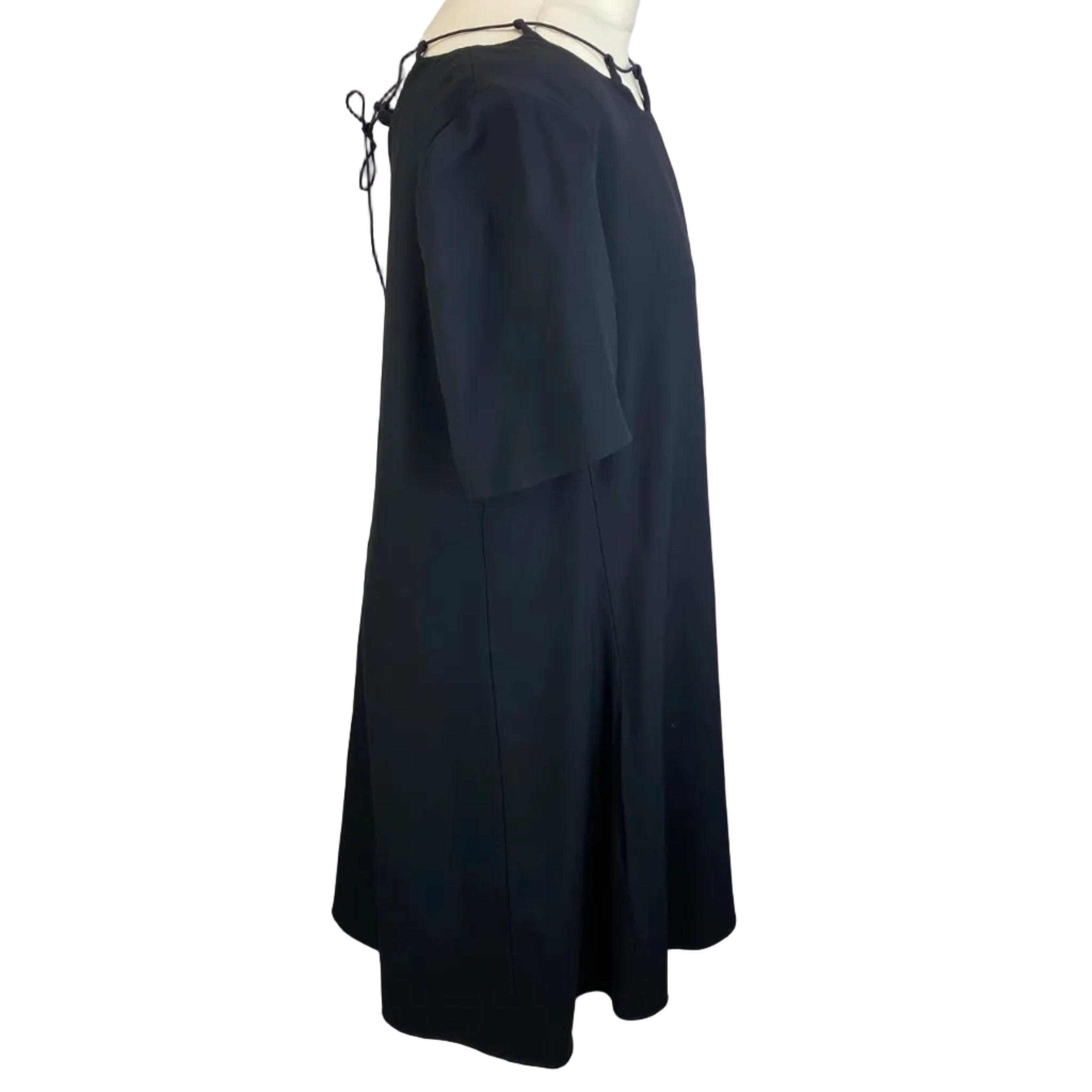 Chloe New Navy Crepe Shoestring Neck Tunic Dress L