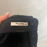 Miu Miu Black Crepe Midi Dress with Embellished Yoke XSS