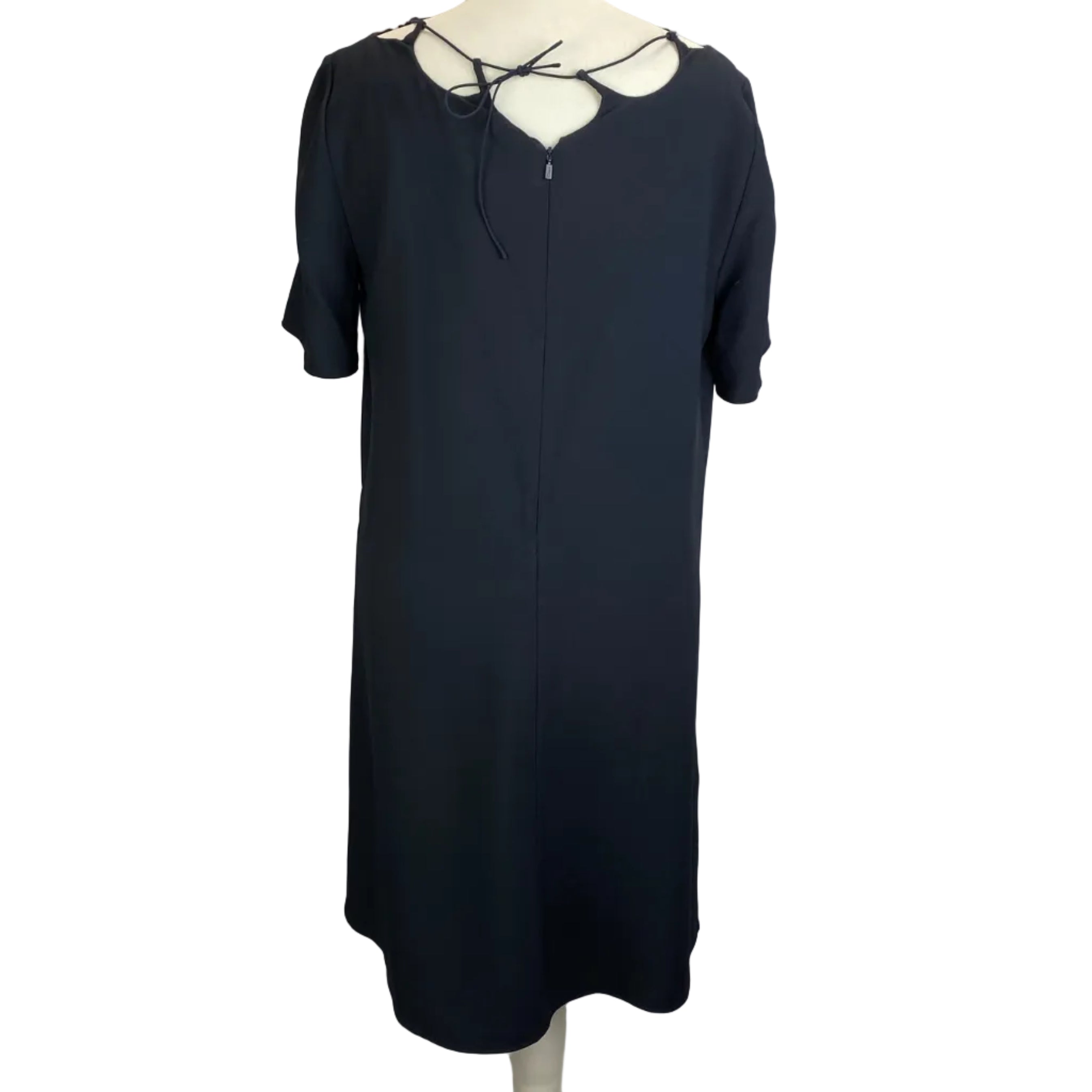 Chloe New Navy Crepe Shoestring Neck Tunic Dress L