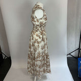 Me&Em Vanilla & Apricot Floral Print Cotton Maxi Dress XS