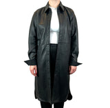 Joseph Black Nappa Leather Bran Shirtdress Coat XS/S