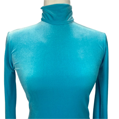 Victoria Beckham Brand New £290 Aqua Velvet Turtleneck Top XS