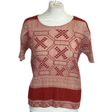 Pleats Please Issey Miyake Red & Nude Print Top XS/S/M/L/XL
