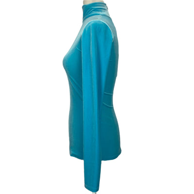 Victoria Beckham Brand New £290 Aqua Velvet Turtleneck Top XS