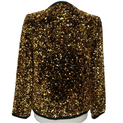 Self-Portrait Brand New £592 Copper Sequin Collarless Jacket XS