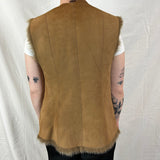 Theory Camel Shaggy Shearling Reversible Gilet L