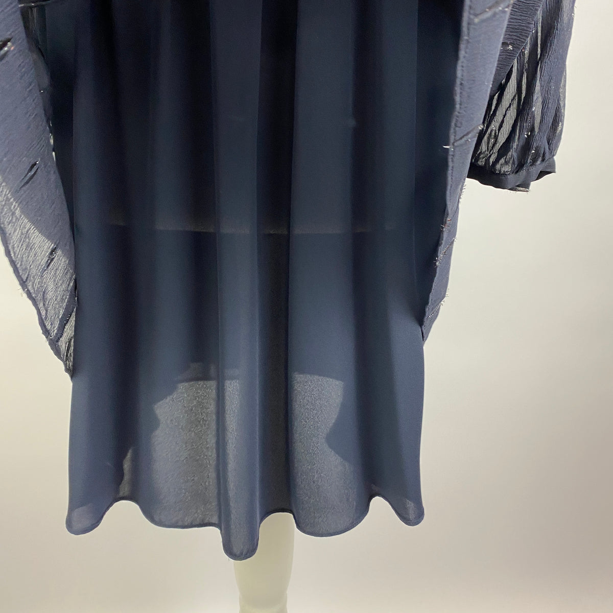 Rebecca Taylor Navy & Metallic Tufted Silk Shirred Midi Dress XS