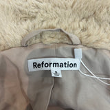 Reformation Deep Cream Textured Faux Fur Coat S