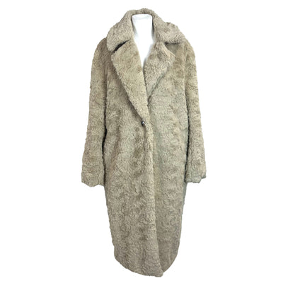 Reformation Deep Cream Textured Faux Fur Coat S