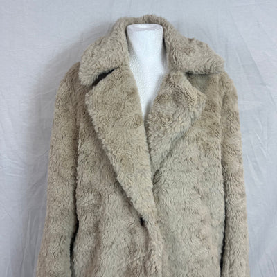 Reformation Deep Cream Textured Faux Fur Coat S