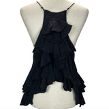 Isabel Marant Black Silk Flounced Strappy Camisole S