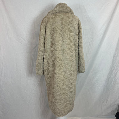 Reformation Deep Cream Textured Faux Fur Coat S