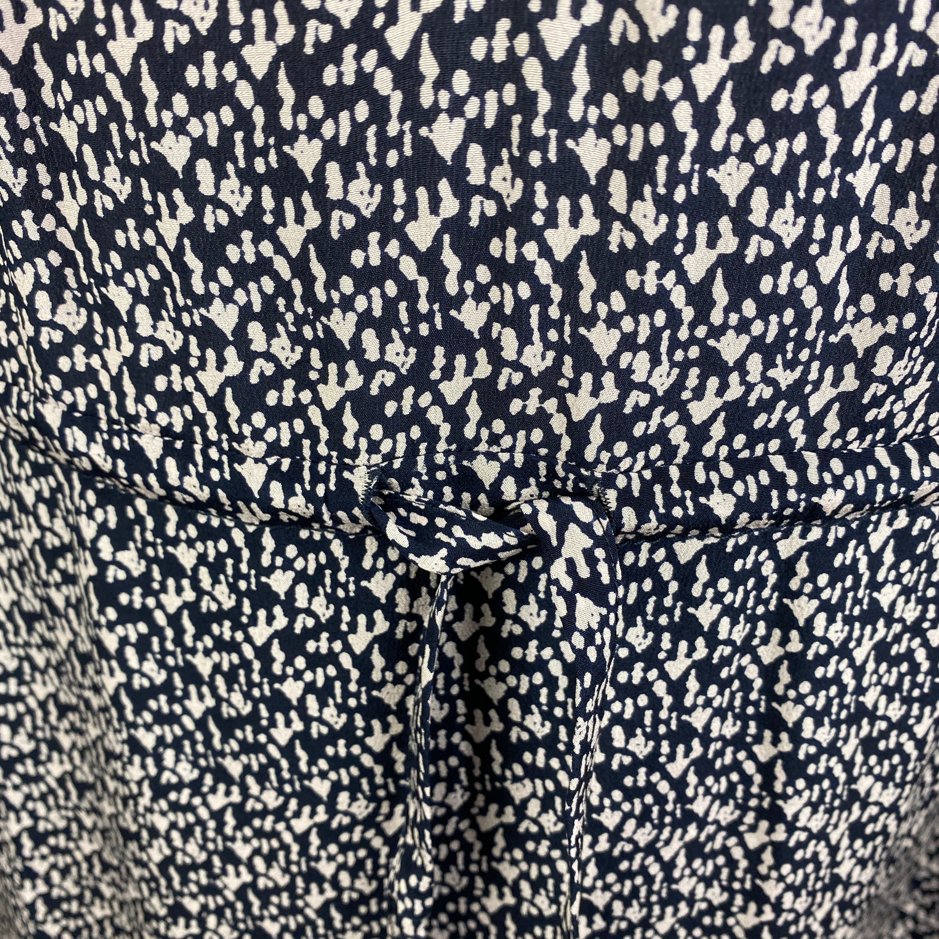 Rebecca Taylor Navy & Lilac Silk Shirred Midi Dress XS