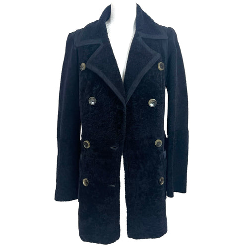Jumpsuit - Technical satin, cashmere & shearling lambskin, navy