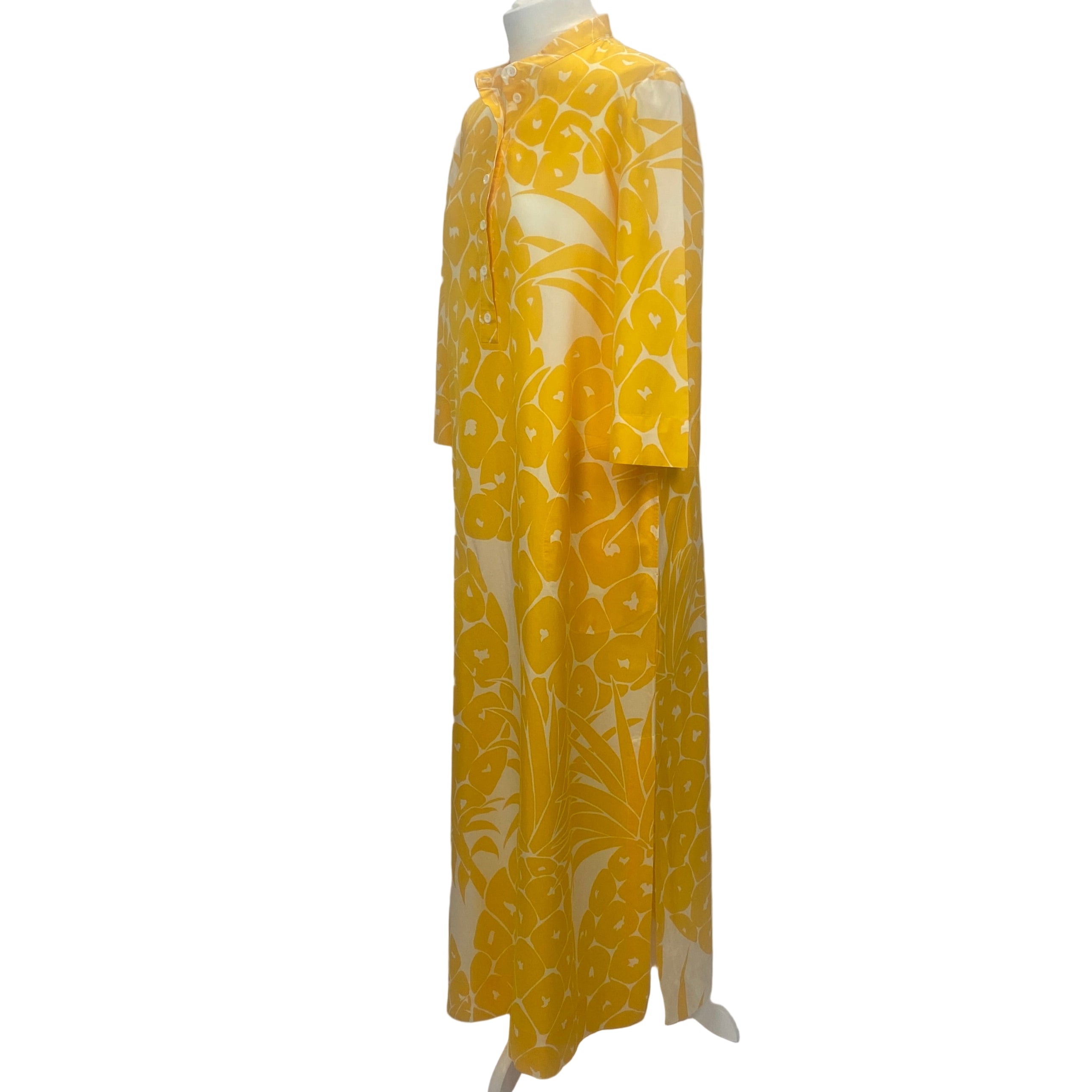 Eres  £1130 Yellow Pineapple Print Cotton & Silk Tunic Dress M