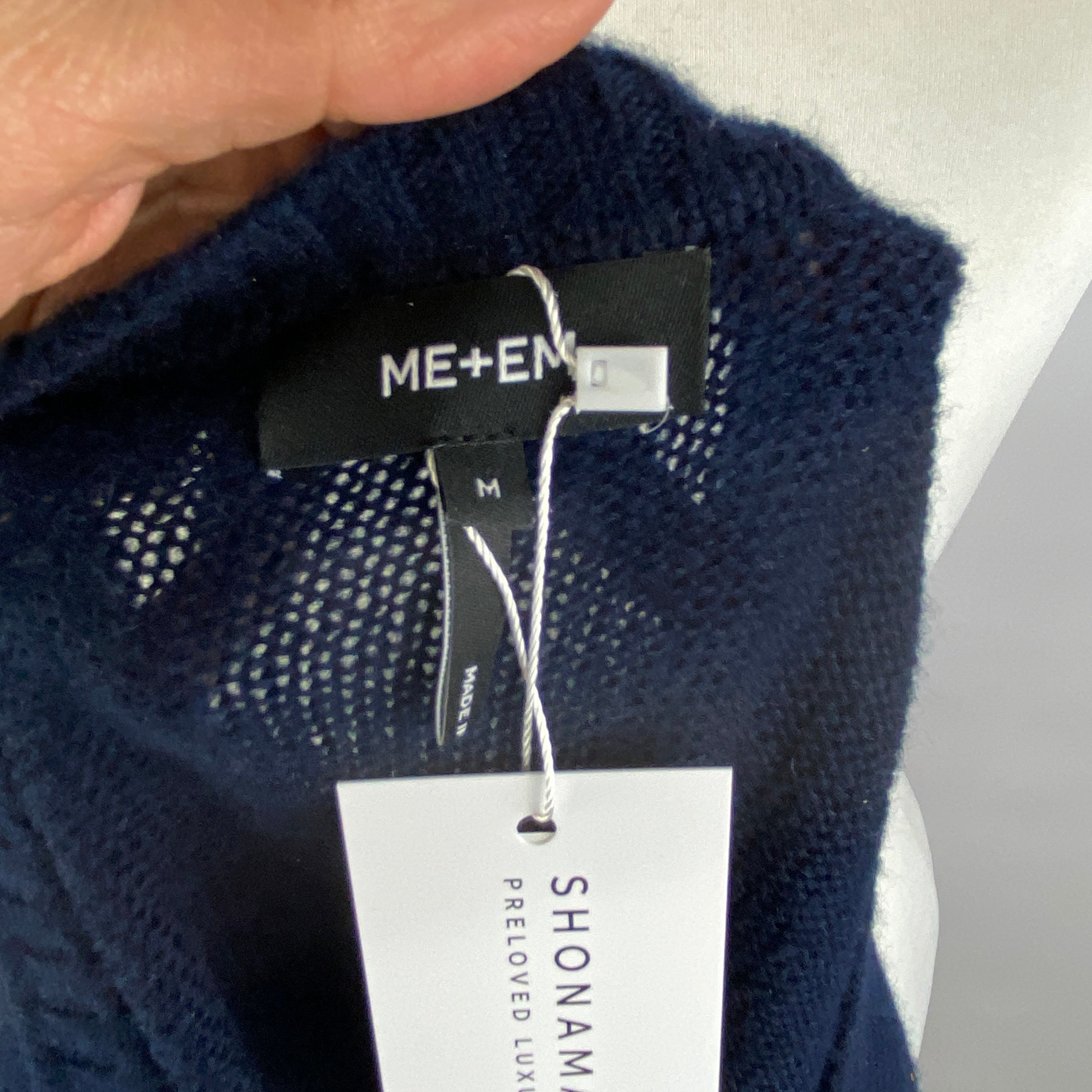 Me&Em Navy Wool Silk & Cashmere Puff sleve Sweater M