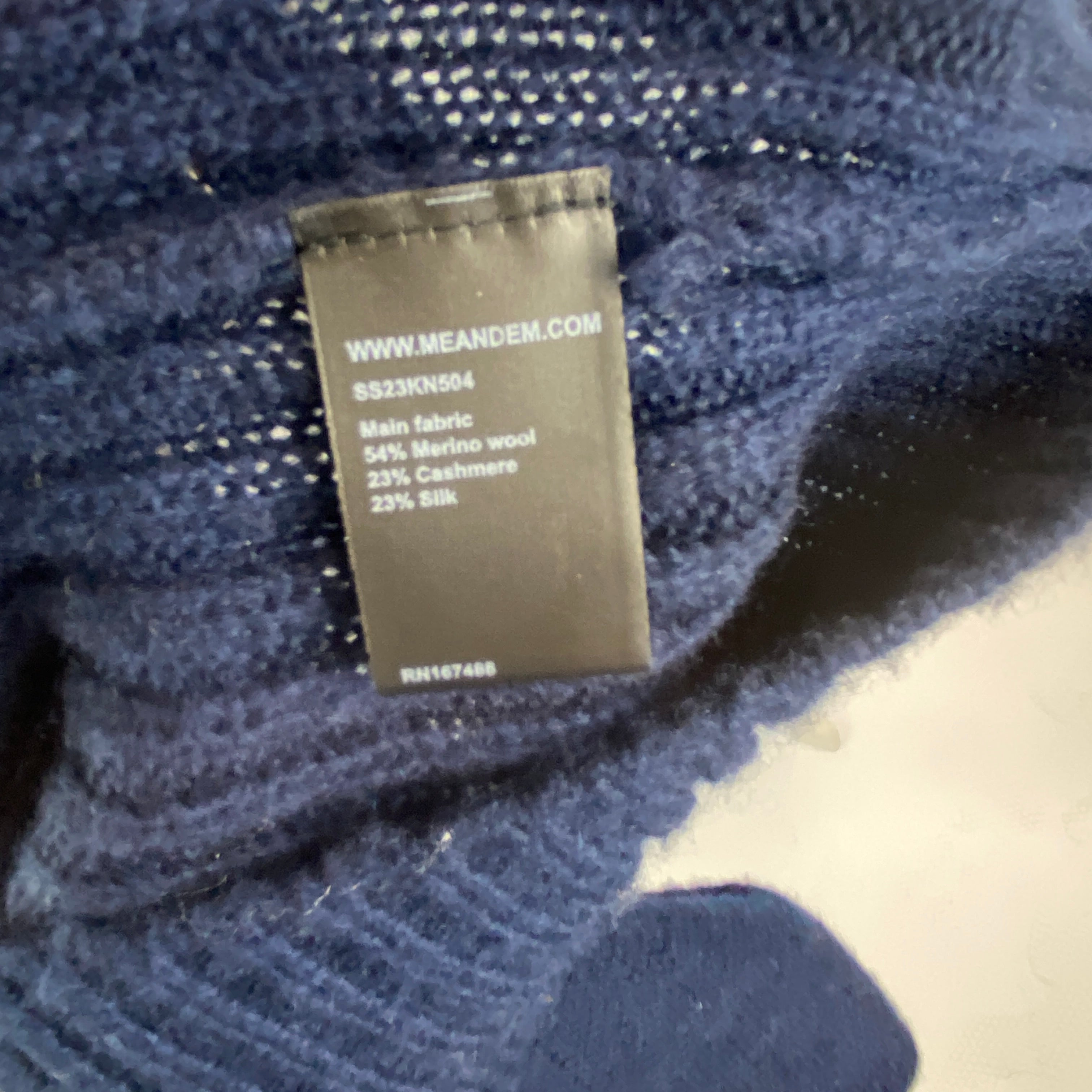 Me&Em Navy Wool Silk & Cashmere Puff sleve Sweater M