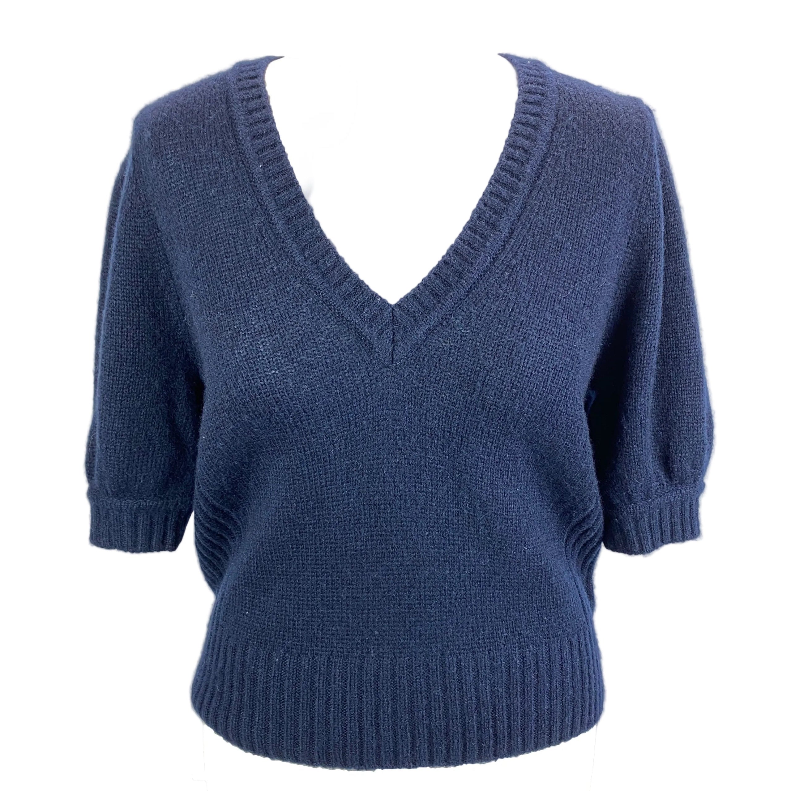 Me&Em Navy Wool Silk & Cashmere Puff sleve Sweater M