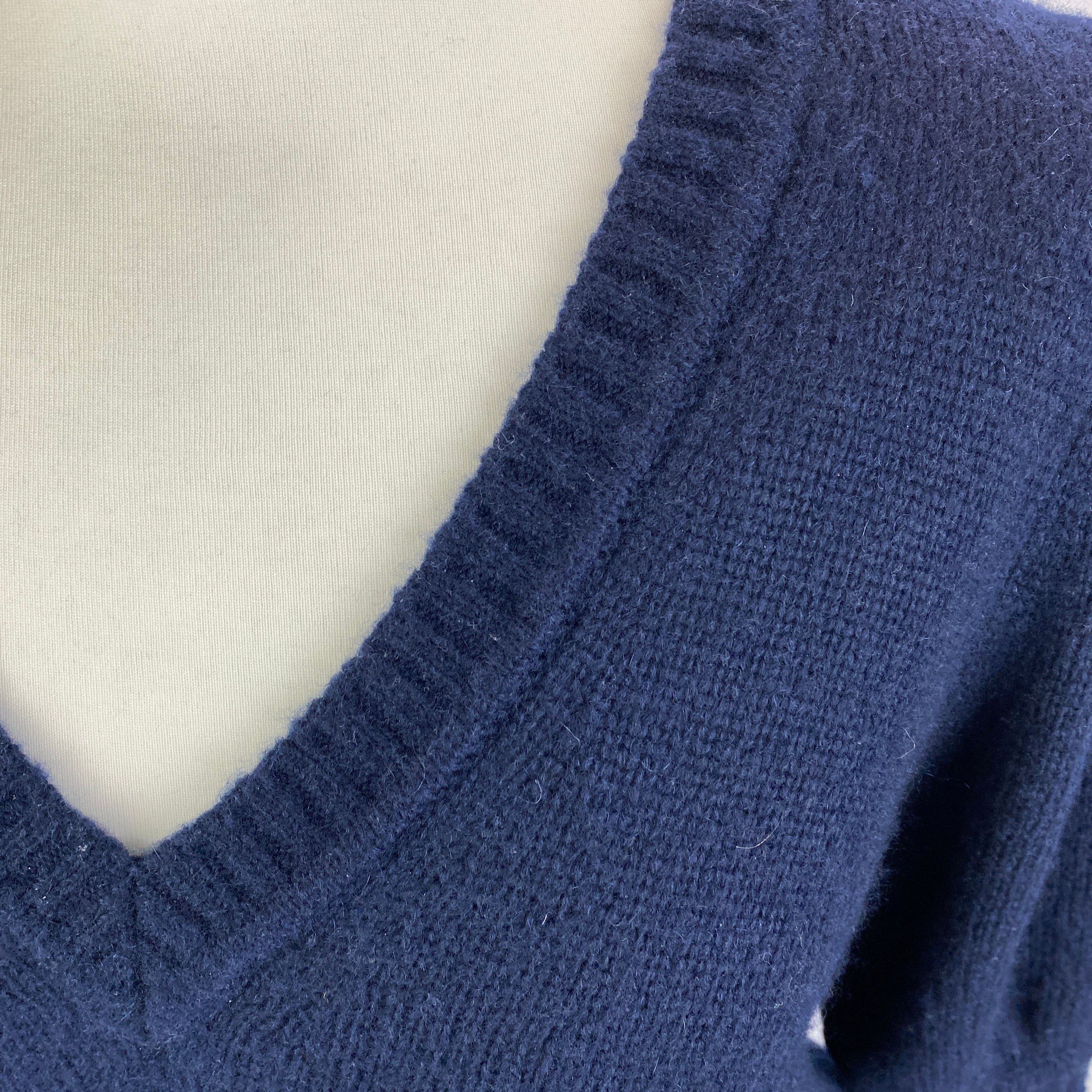 Me&Em Navy Wool Silk & Cashmere Puff sleve Sweater M