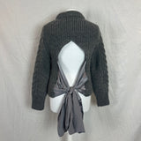 Cecilie Bahnsen £795 Grey Cable Knit Bow Back Sweater XS/S