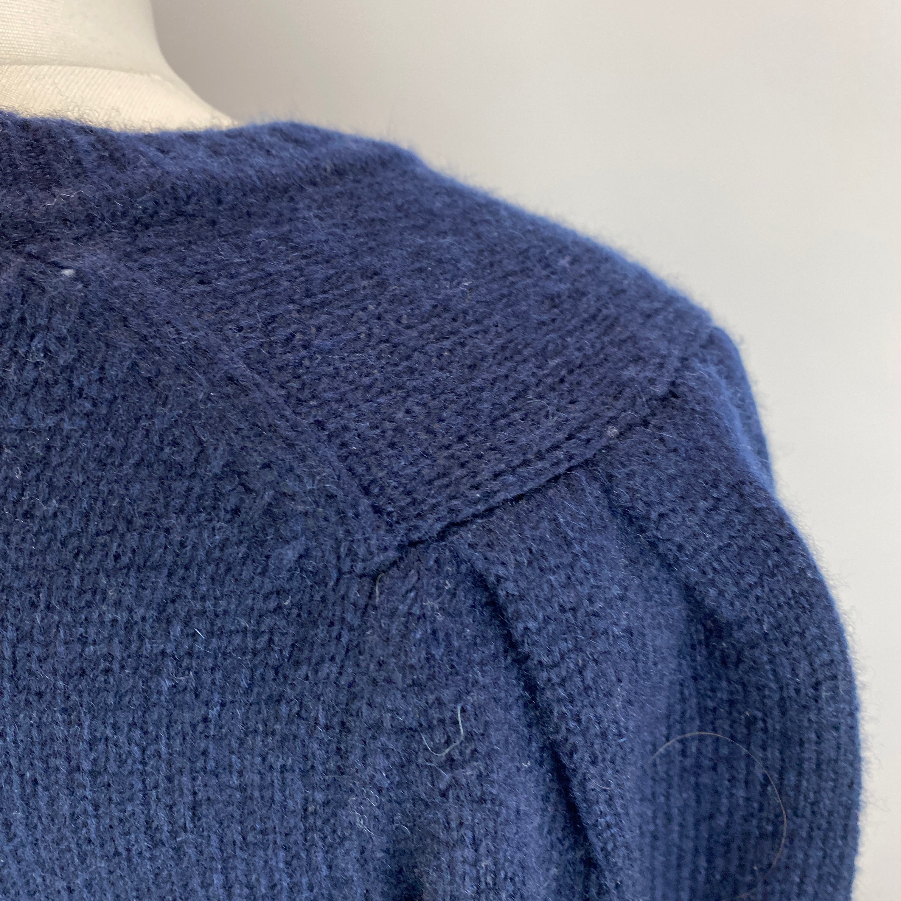 Me&Em Navy Wool Silk & Cashmere Puff sleve Sweater M