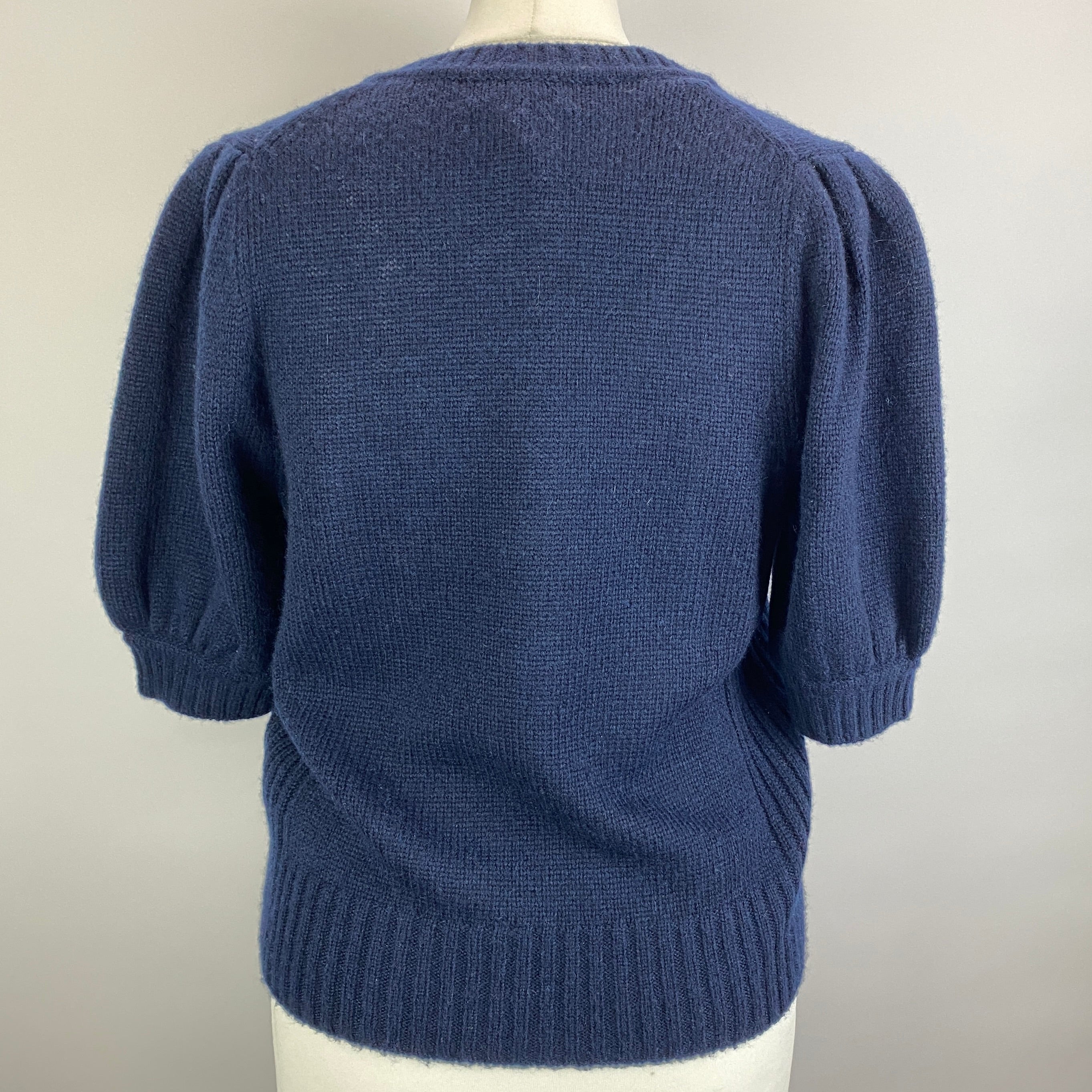 Me&Em Navy Wool Silk & Cashmere Puff sleve Sweater M