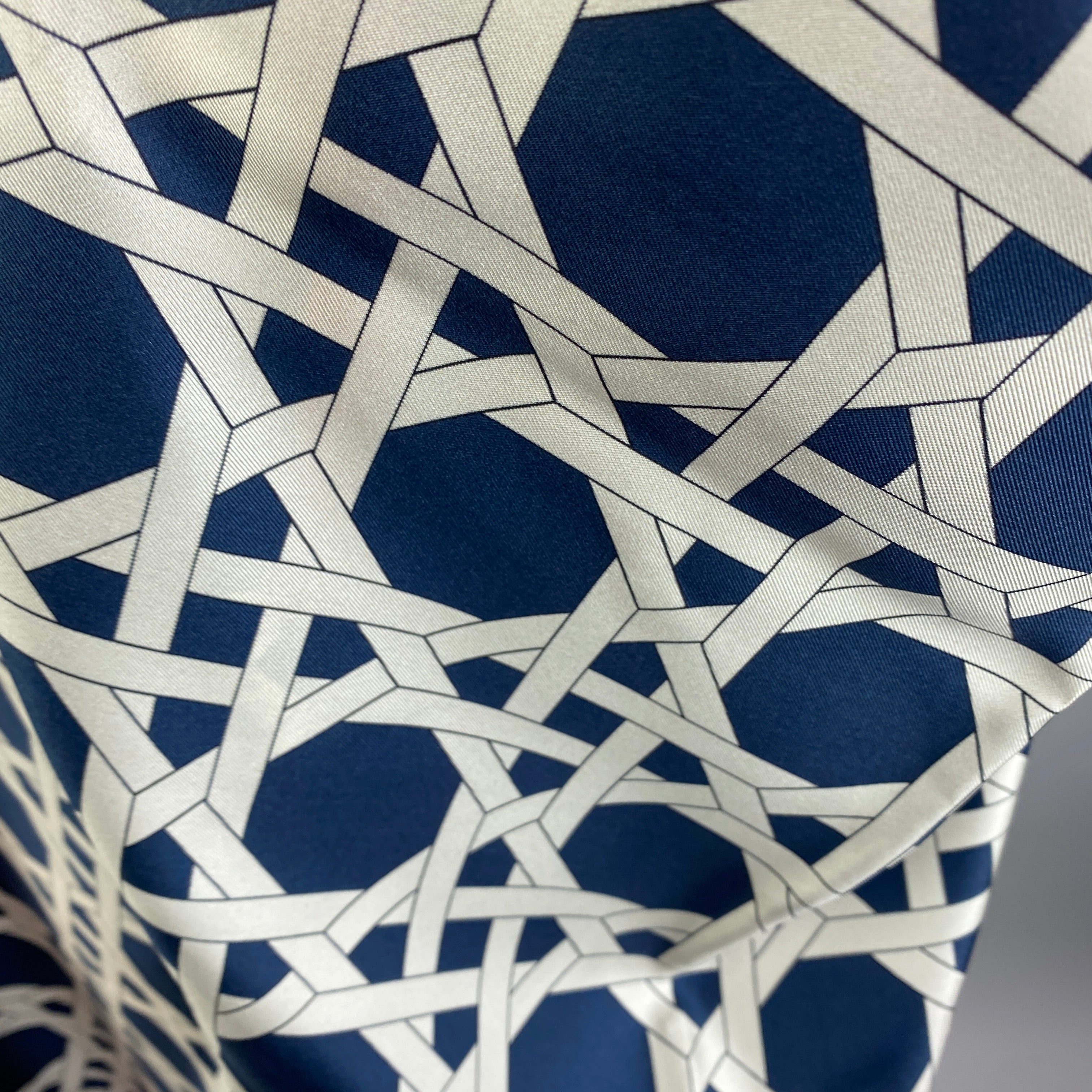 Aspinal of London £165 Navy Basketweave Silk Scarf