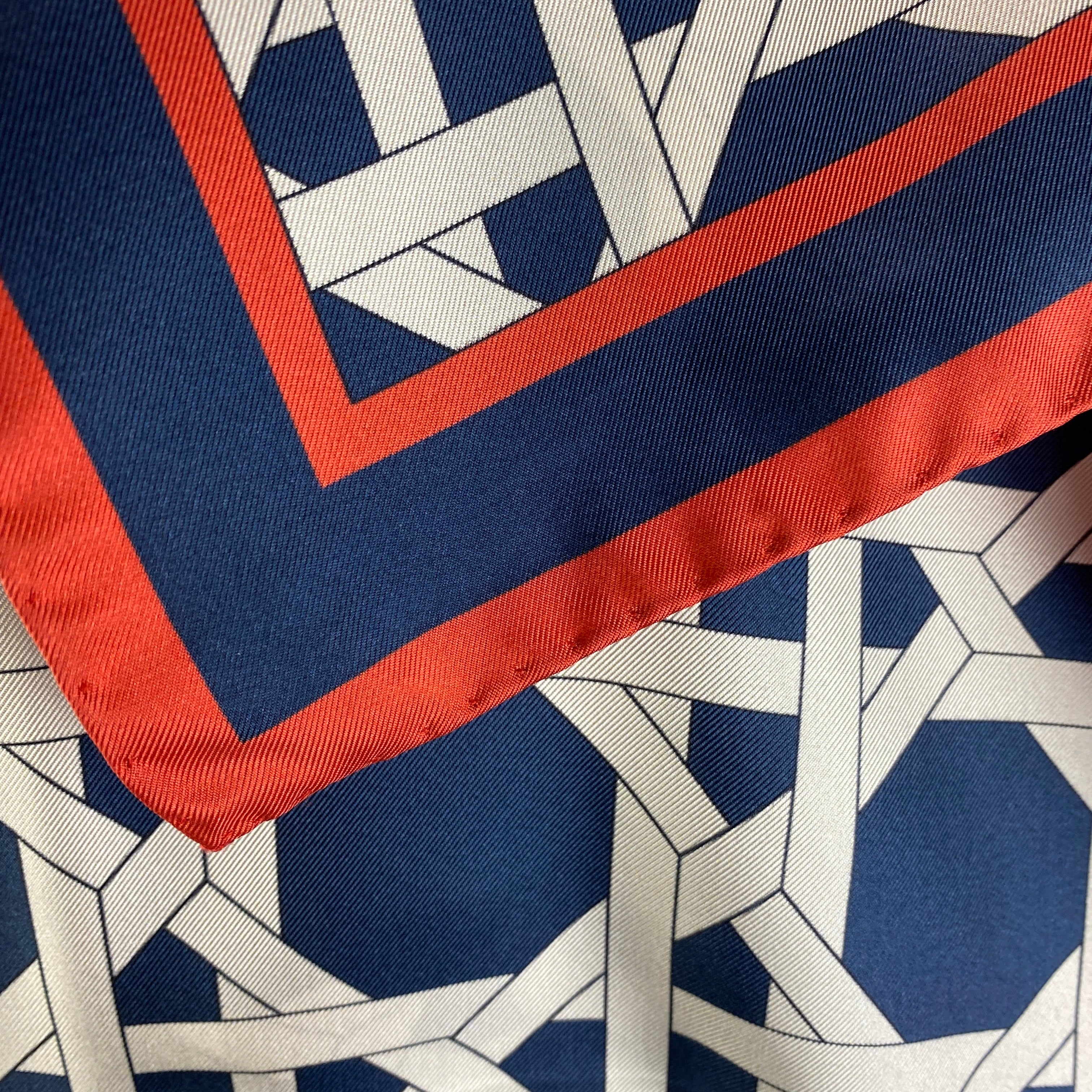Aspinal of London £165 Navy Basketweave Silk Scarf