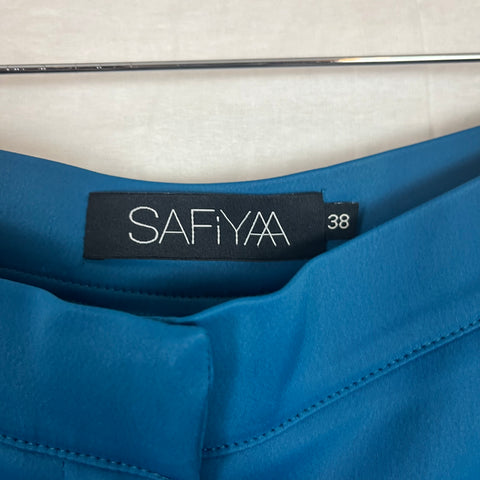 Safiyaa £595 Blue Satin Straight Leg Trousers S