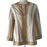 Zimmermann Embroidered Cotton Stripe Tunic Top L